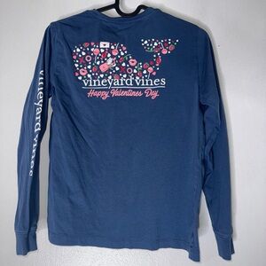 Vineyard Vines Happy Valentines Day Blue Long Sleeve T-shirt Youth Medium (12-14